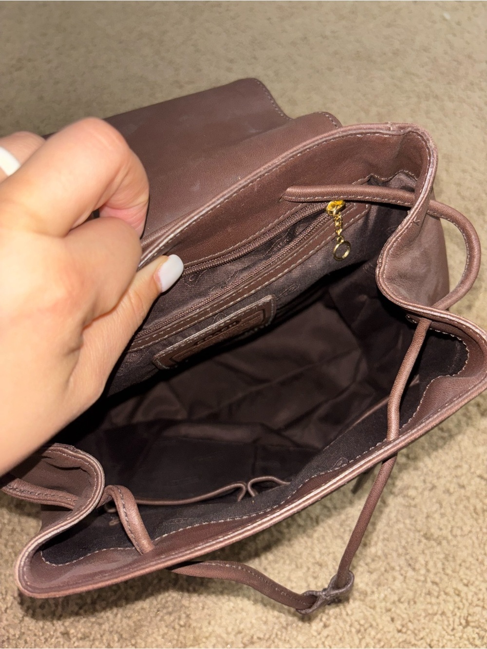 Coach Classic Dark Brown Leather Backpack NoE13-9827 - Picture 4 of 7